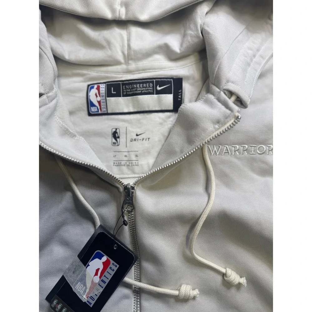 Nike NBA Golden State Warriors Dri-FIT Full Zip Hoodie Mens L Tall Beige NET $95